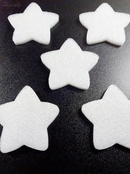 5 weiße Schaumstoff Sterne